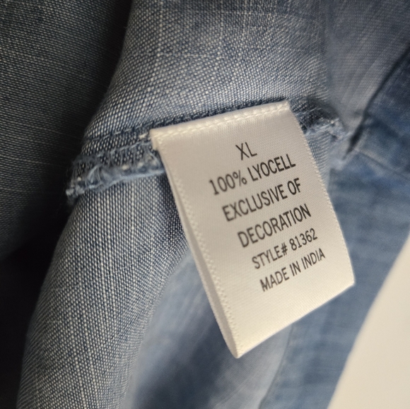 New Blue Tencel Ruffle Top - Picture 3 of 11